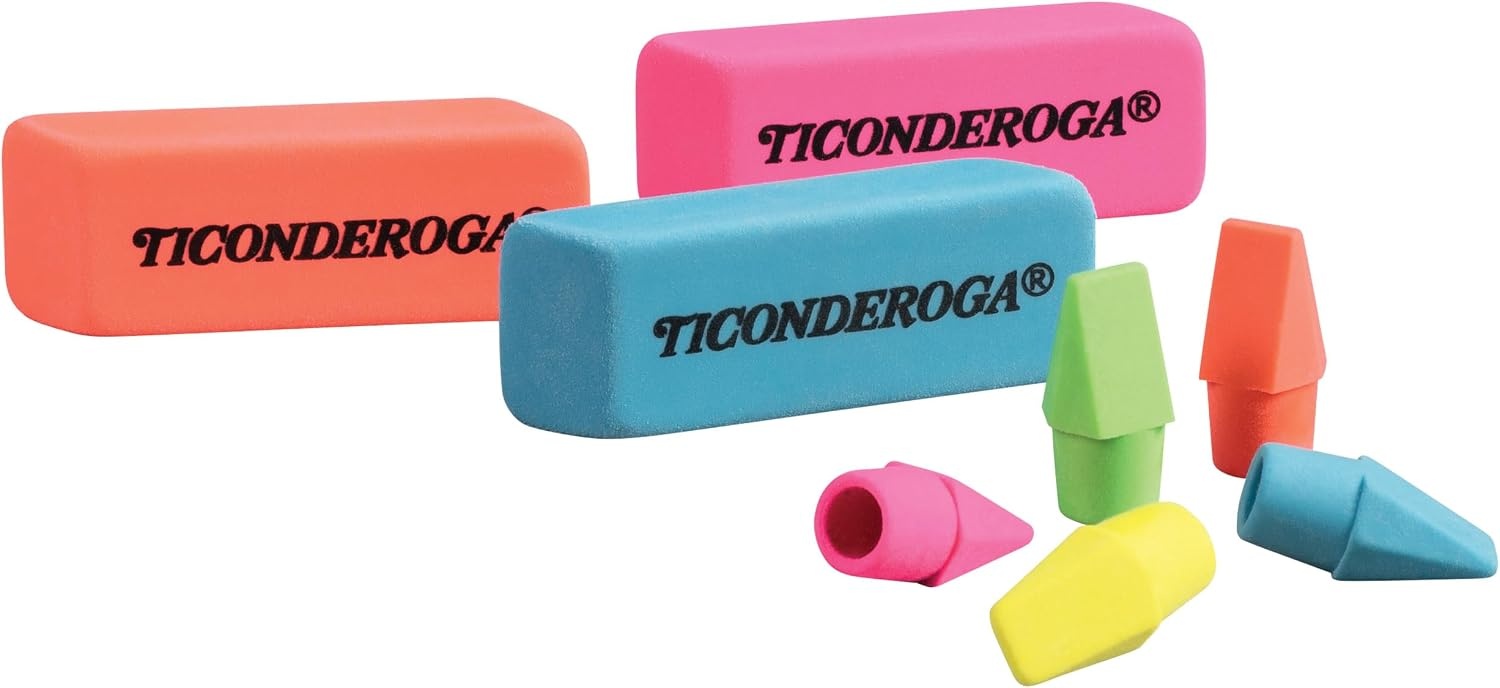 image:imageTiconderoga Dixon Office amp School Eraser Combination Set 15 Eraser MultiPack Multicolored 38931