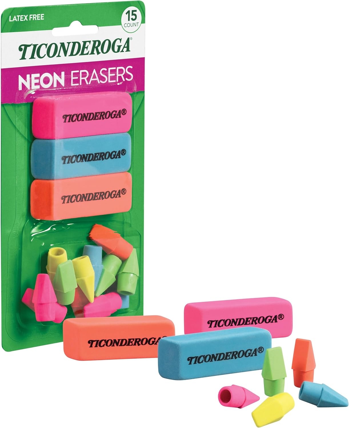 image:imageTiconderoga Dixon Office amp School Eraser Combination Set 15 Eraser MultiPack Multicolored 38931