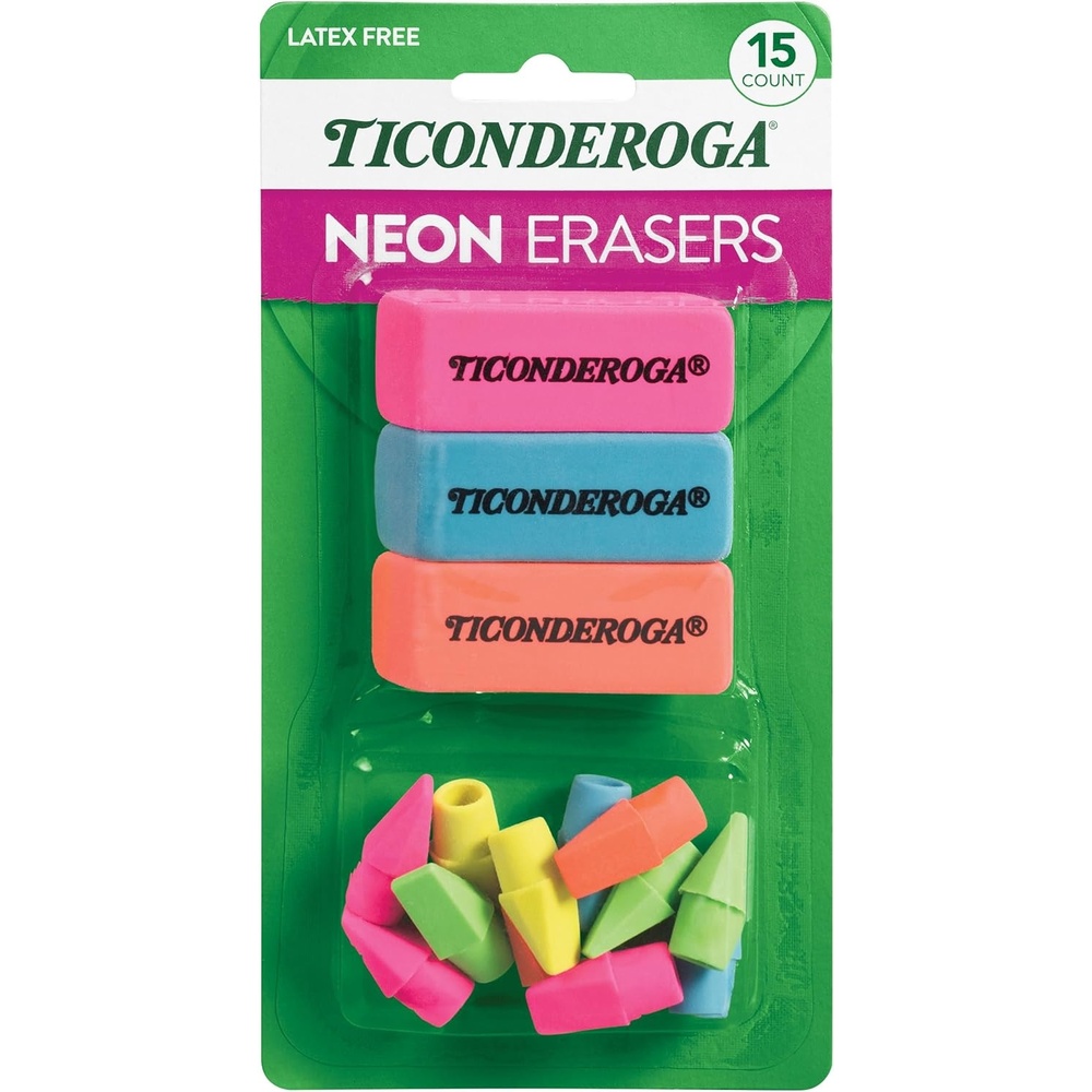 image:imageTiconderoga Dixon Office amp School Eraser Combination Set 15 Eraser MultiPack Multicolored 38931
