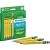 image:imageTiconderoga My First HalfSize Wooden Pencils Large TriangleBarrel PreSharpened 2 HB Short 45 Yellow Pencils with Erasers Yellow 12Pack12