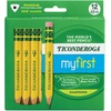 image:imageTiconderoga My First HalfSize Wooden Pencils Large TriangleBarrel PreSharpened 2 HB Short 45 Yellow Pencils with Erasers Yellow 12Pack72