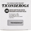 image:imageTiconderoga Wedge Erasers 2 Beveled Shape Soft and NonAbrasive 5 Assorted Neon Colors 30 ErasersBox 1 BoxNeon Erasers  30 Count Pack of 6