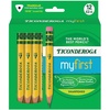 image:imageTiconderoga My First HalfSize Wooden Pencils Large TriangleBarrel PreSharpened 2 HB Short 45 Yellow Pencils with Erasers Yellow 12Pack12