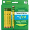 image:imageTiconderoga My First HalfSize Wooden Pencils Large TriangleBarrel PreSharpened 2 HB Short 45 Yellow Pencils with Erasers Yellow 12Pack864