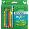 image:imageTiconderoga My First Short Triangular WoodCased Pencils 2 HB Soft With Erasers Primary Colors 12 Count