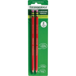 image:imageTICONDEROGA Erasable Checking Pencils PreSharpened with Eraser Red Pack of 2 139012 Count  Red