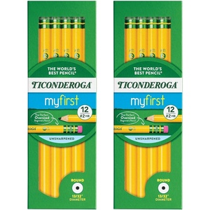 image:imageTiconderoga Beginners Elementary Pencils With Eraser 2 Lead Yellow Barrel Pack Of 1212 Count Pack of 2