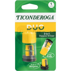 image:imageTiconderoga Duo 2in1 Pencil Sharpener amp Eraser Yellow 6 Count1 Count Pack of 6