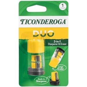 image:imageTiconderoga Duo 2in1 Pencil Sharpener amp Eraser Yellow 6 Count1 Count Pack of 72