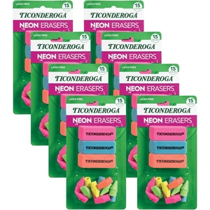 image:imageTiconderoga Erasers Neon 15 Count Pack of 8 38931SPNeon