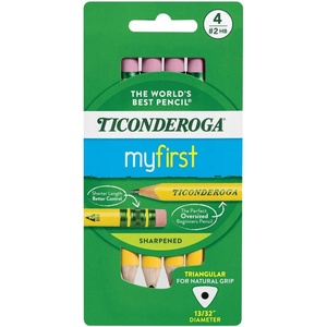 image:imageTiconderoga My First Short Triangular WoodCased Pencils 2 HB Soft With Erasers Yellow 4 Count