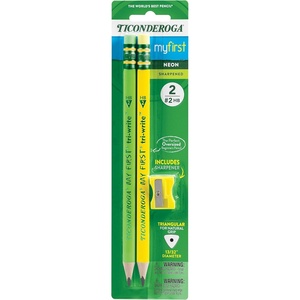 image:imageTiconderoga My First TriWrite WoodCased Pencils with Sharpener PreSharpened 2 HB With Erasers Neon Colors 2 Count 6 Packs2 Count  6 Packs