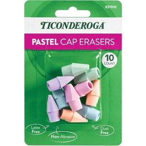 image:imageTiconderoga Pencil Cap Erasers Assorted Pastel Colors 10 Count