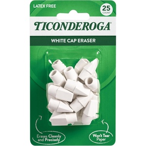 image:imageTiconderoga Pencil Cap Erasers White 25 Count 6 Packs X3802525 Count Pack of 72