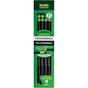 image:imageTiconderoga TriConderoga Triangular Pencils WoodCased 2 Sharpener Soft Touch Comfort Barrel Black 12Pack 2250012