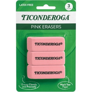 image:imageTiconderoga Wedge Erasers Pink 3 Count