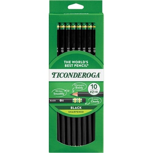 image:imageTiconderoga WoodCased Pencils PreSharpened 2 HB Soft Black 10 Count1