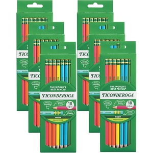 image:imageTiconderoga WoodCased Pencils PreSharpened 2 HB Soft Neon Colors 18 CountNeon