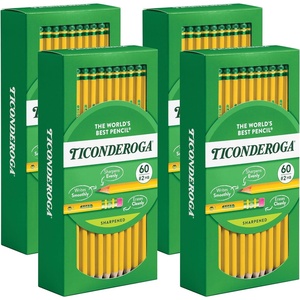 image:imageTiconderoga WoodCased Pencils PreSharpened 2 HB Soft Yellow 240 Count60 Count Pack of 4
