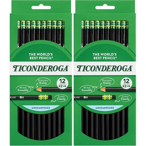 image:imageTiconderoga WoodCased Pencils Unsharpened 2 HB Soft Black 12 Count12 Count Pack of 2